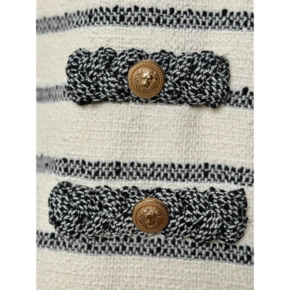 NWT Tuckernuck Navy Stripe Tweed Sleeveless Jackie Mini Fall Dress Cream Small - Picture 4 of 7